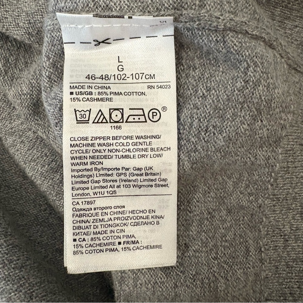 BANANA REPUBLIC Men Lg Pima Cotton Cashmere Blend Grey  1/4 Zip Sweater Normcore - Picture 6 of 6